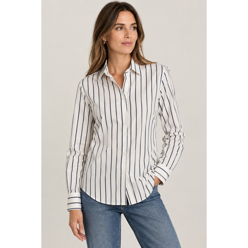 J. McLaughlin Denver Striped Silk Blend Button Down Shirt Small